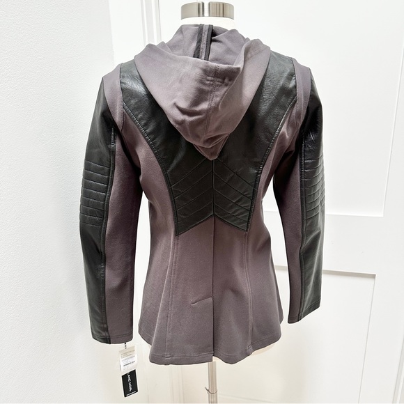 BLANC NOIR Hooded Single-Button Moto Jacket - Picture 10 of 14